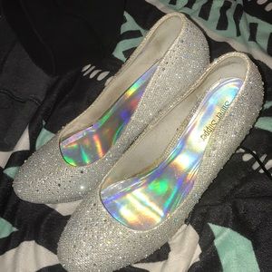 Silver slipper heels